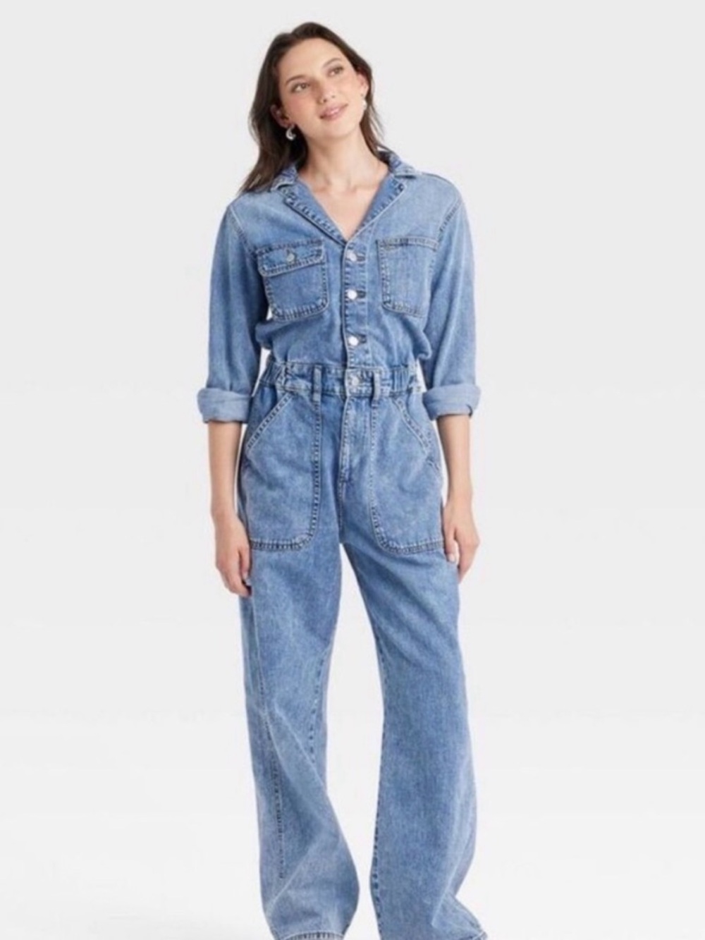 Blue Denim Utility Jumpsuit - Women's